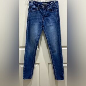 KanCan Blue Skinny Mid Rise Medium Wash Stretch Distressed Denim Blue Jeans 27
